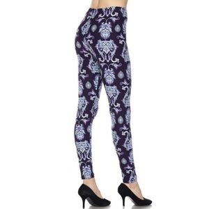 LEGGINGS DEPOT PURPLE Multi Color Floral Print Full length Leggings Size 10 NWT